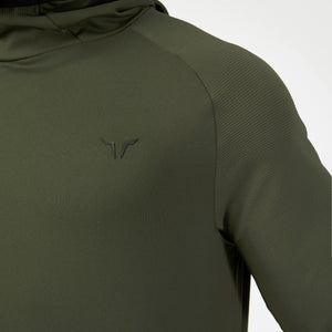 Statement Ribbed Hoodie - Kombu Green