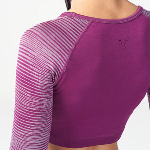 Infinity Stripe Seamless Crop Top - Dark Purple