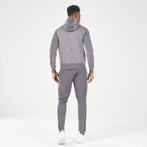 Statement Ribbed Hoodie - Grey Marl