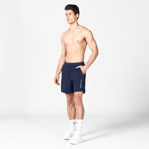 Statement Ribbed Flex Shorts - Navy