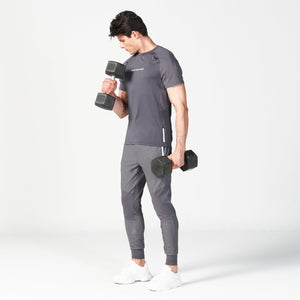 Statement Ribbed Tech Tee - Asphalt