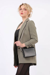Leather Boxy Studded Bag
