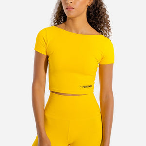 Warrior Crop Tee - Half Sleeves - Yellow