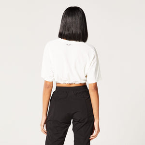 Code Cropped Drawstring Tee - Pearl White