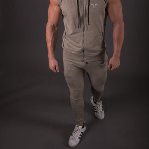 Ribbed Jogger Pants - Melange Olive