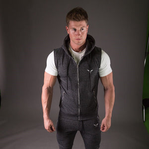 Ribbed Hoodie - Melange Grey