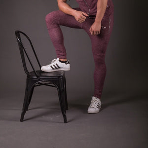 Ribbed Jogger Pants - Melange Maroon