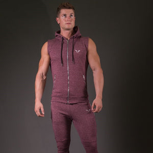 Ribbed Hoodie - Melange Maroon