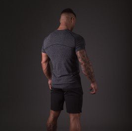 Seamless Dry-Knit Tee - Melange Grey in Half Sleeves