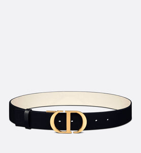 30 Montaigne Reversible Belt • Black and Latte Smooth Calfskin, 35 MM