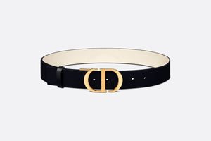 30 Montaigne Reversible Belt • Black and Latte Smooth Calfskin, 35 MM