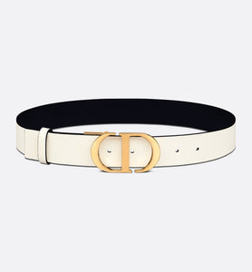 30 Montaigne Reversible Belt • Black and Latte Smooth Calfskin, 35 MM