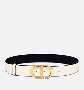 30 Montaigne Reversible Belt • Black and Latte Smooth Calfskin, 35 MM