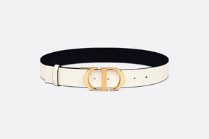 30 Montaigne Reversible Belt • Black and Latte Smooth Calfskin, 35 MM