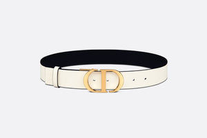 30 Montaigne Reversible Belt • Black and Latte Smooth Calfskin, 35 MM