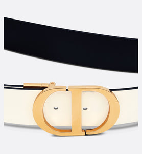 30 Montaigne Reversible Belt • Black and Latte Smooth Calfskin, 35 MM