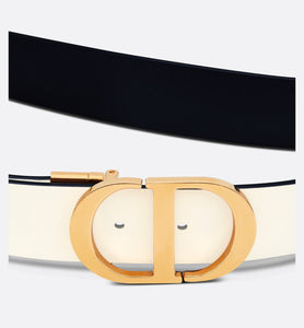 30 Montaigne Reversible Belt • Black and Latte Smooth Calfskin, 35 MM