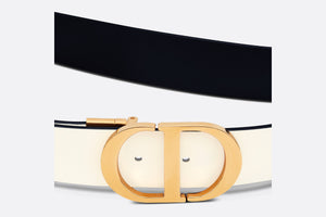 30 Montaigne Reversible Belt • Black and Latte Smooth Calfskin, 35 MM