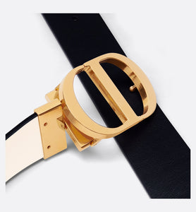 30 Montaigne Reversible Belt • Black and Latte Smooth Calfskin, 35 MM