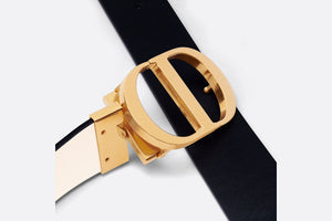 30 Montaigne Reversible Belt • Black and Latte Smooth Calfskin, 35 MM