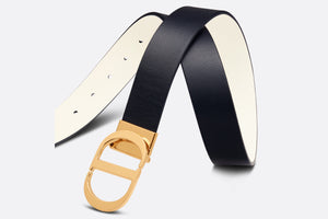 30 Montaigne Reversible Belt • Black and Latte Smooth Calfskin, 35 MM