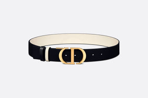 30 Montaigne Reversible Belt • Black and Latte Smooth Calfskin, 35 MM