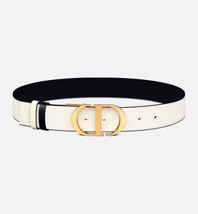 30 Montaigne Reversible Belt • Black and Latte Smooth Calfskin, 35 MM