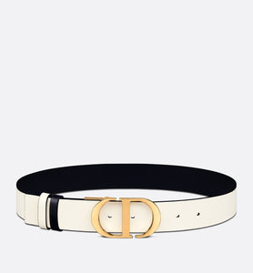 30 Montaigne Reversible Belt • Black and Latte Smooth Calfskin, 35 MM