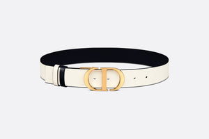 30 Montaigne Reversible Belt • Black and Latte Smooth Calfskin, 35 MM