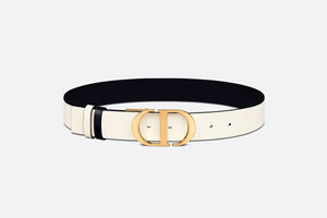 30 Montaigne Reversible Belt • Black and Latte Smooth Calfskin, 35 MM