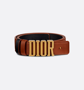 D-Fence Reversible Belt • Cognac-Color and Black Smooth Calfskin, 30 MM