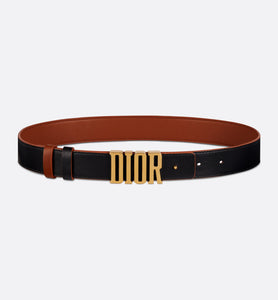 D-Fence Reversible Belt • Cognac-Color and Black Smooth Calfskin, 30 MM