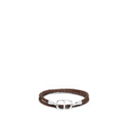 CD Icon Braided Leather Bracelet • Brown Calfskin and Silver-Finish Brass