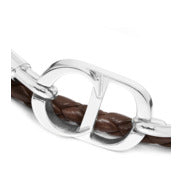 CD Icon Braided Leather Bracelet • Brown Calfskin and Silver-Finish Brass