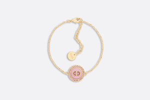 Petit CD Bracelet • Gold-Finish Metal, Pink Crystals and Light Pink Glass