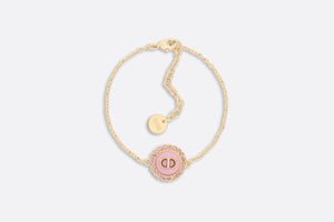 Petit CD Bracelet • Gold-Finish Metal, Pink Crystals and Light Pink Glass