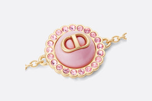 Petit CD Bracelet • Gold-Finish Metal, Pink Crystals and Light Pink Glass