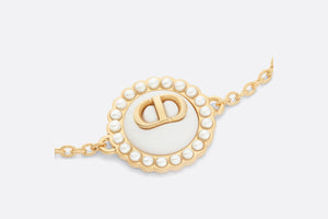 Petit CD Bracelet • Gold-Finish Metal with White Resin Pearls and Latte Glass