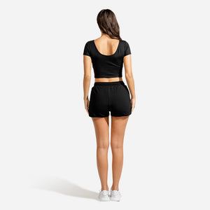 Warrior Crop Tee - Half Sleeves - Black