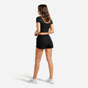 Warrior Crop Tee - Half Sleeves - Black