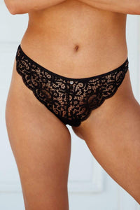 Floral Lace Cheeky Briefs - Black