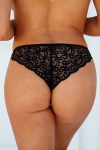 Floral Lace Cheeky Briefs - Black
