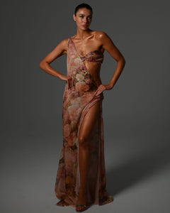 Anthia Maxi Dress in Rose Silk