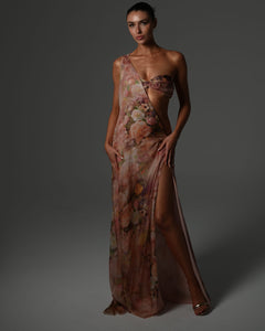 Anthia Maxi Dress in Rose Silk Ready to Ship