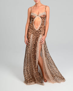 Kora Maxi Dress in Leopard Silk