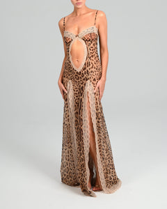 Kora Maxi Dress in Leopard Silk