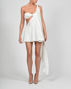 Anthia Dress in Ivory Satin Ready To Ship