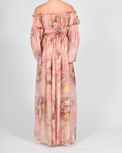 Ava Maxi Dress in Rose Silk Ready to Ship