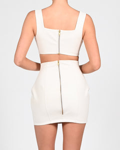 Rox Mini Skirt in Off White Ready To Ship