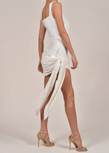 Cindy Dress in White Sequin Ready To Ship
